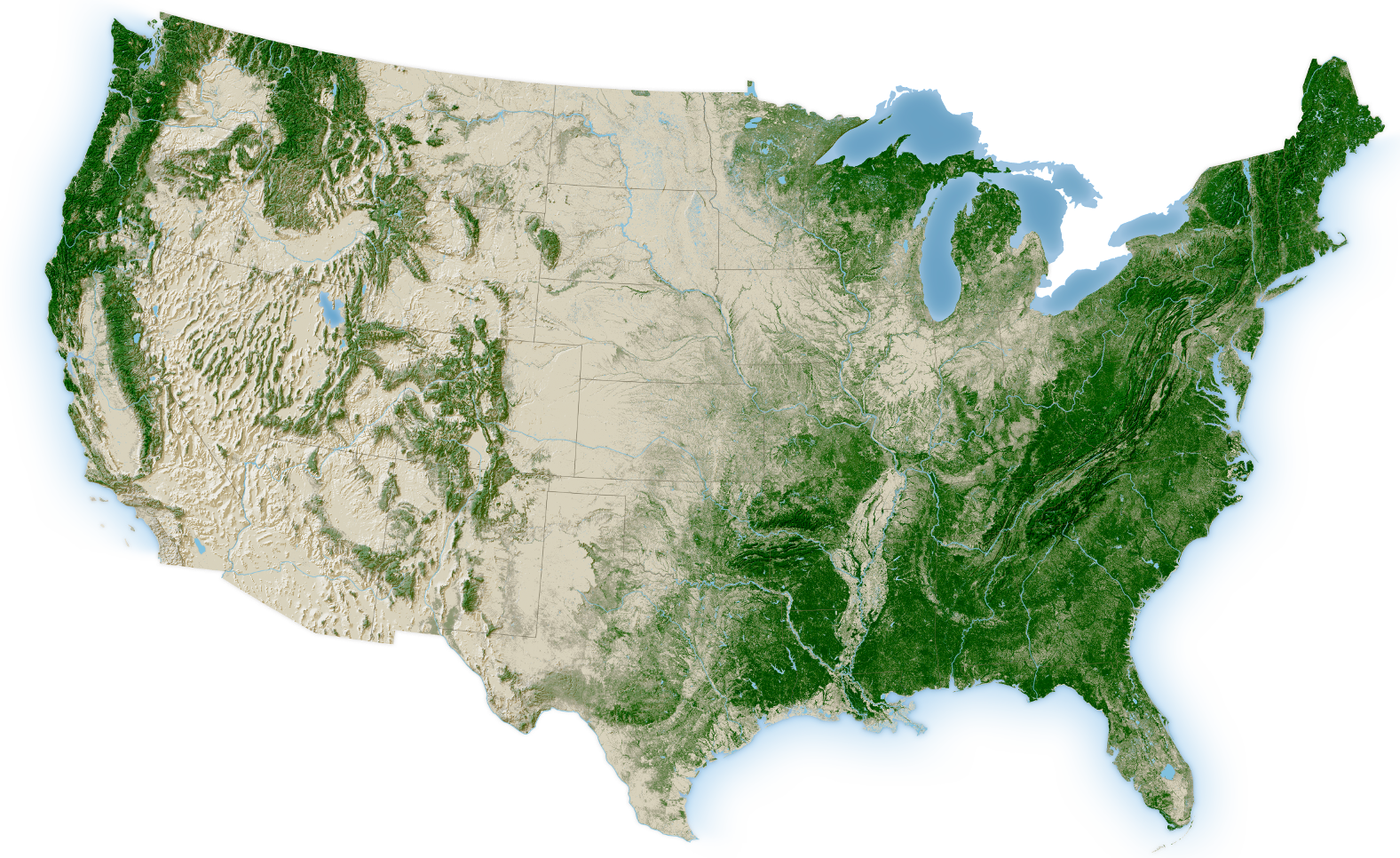 tree canopy map of US