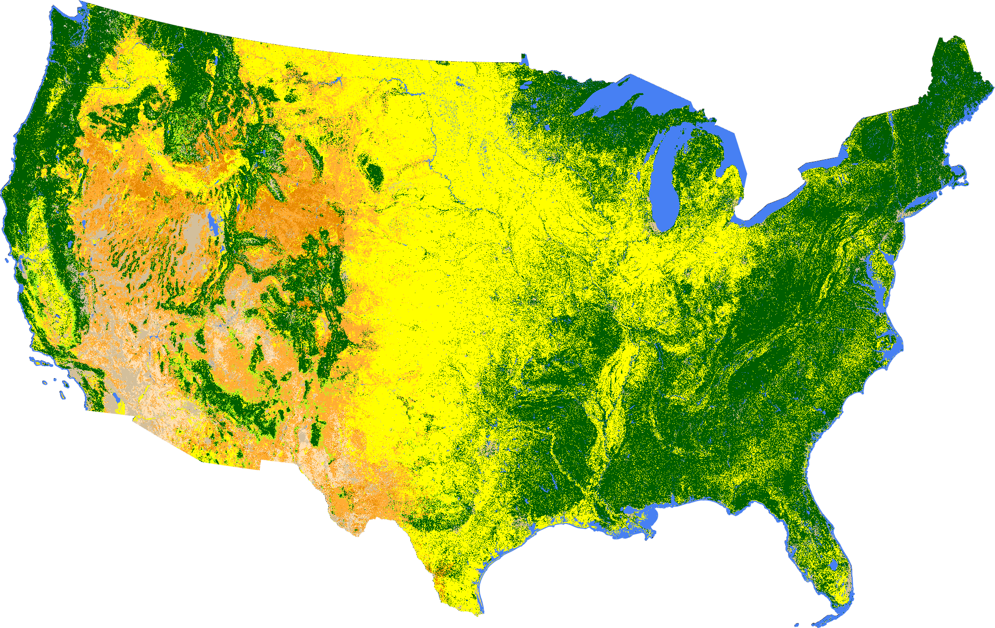 Map of LCMS Land Cover output across the U.S.